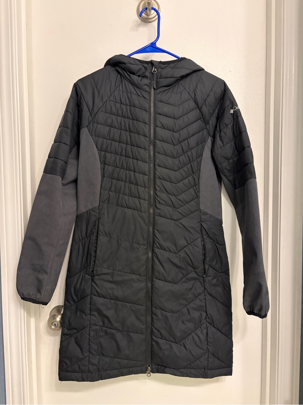 Columbia Black Hooded Long Coat
